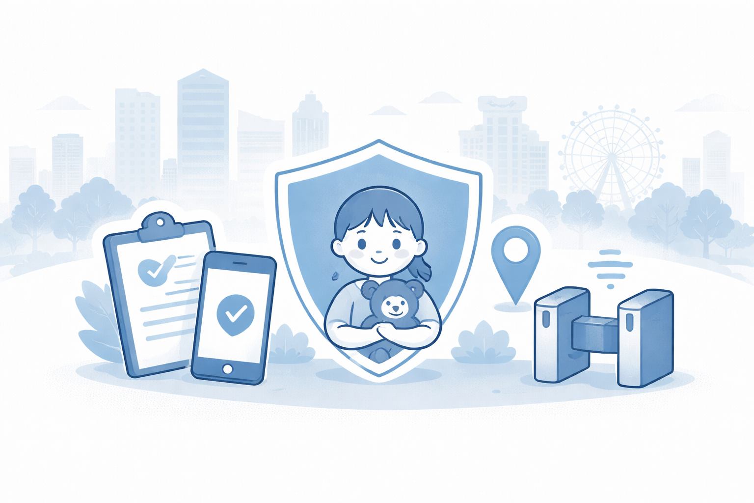 大阪市が実施する令和7年度子ども安全安心対策支援事業について、障がい児通所支援事業所向けに補助金制度の概要や申請方法を解説するイメージ画像。